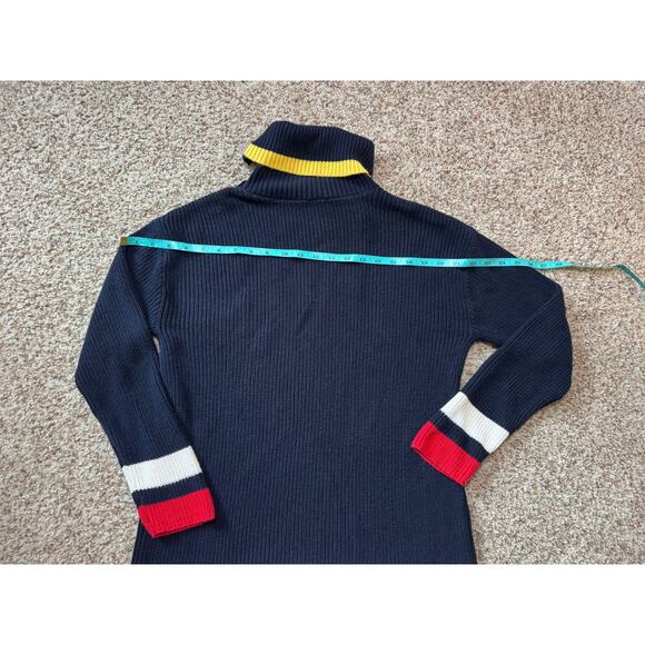 TALBOTS Blue Turtle neck sweater, Cotton Blend, colorful tunic style, Medium - Picture 4 of 8